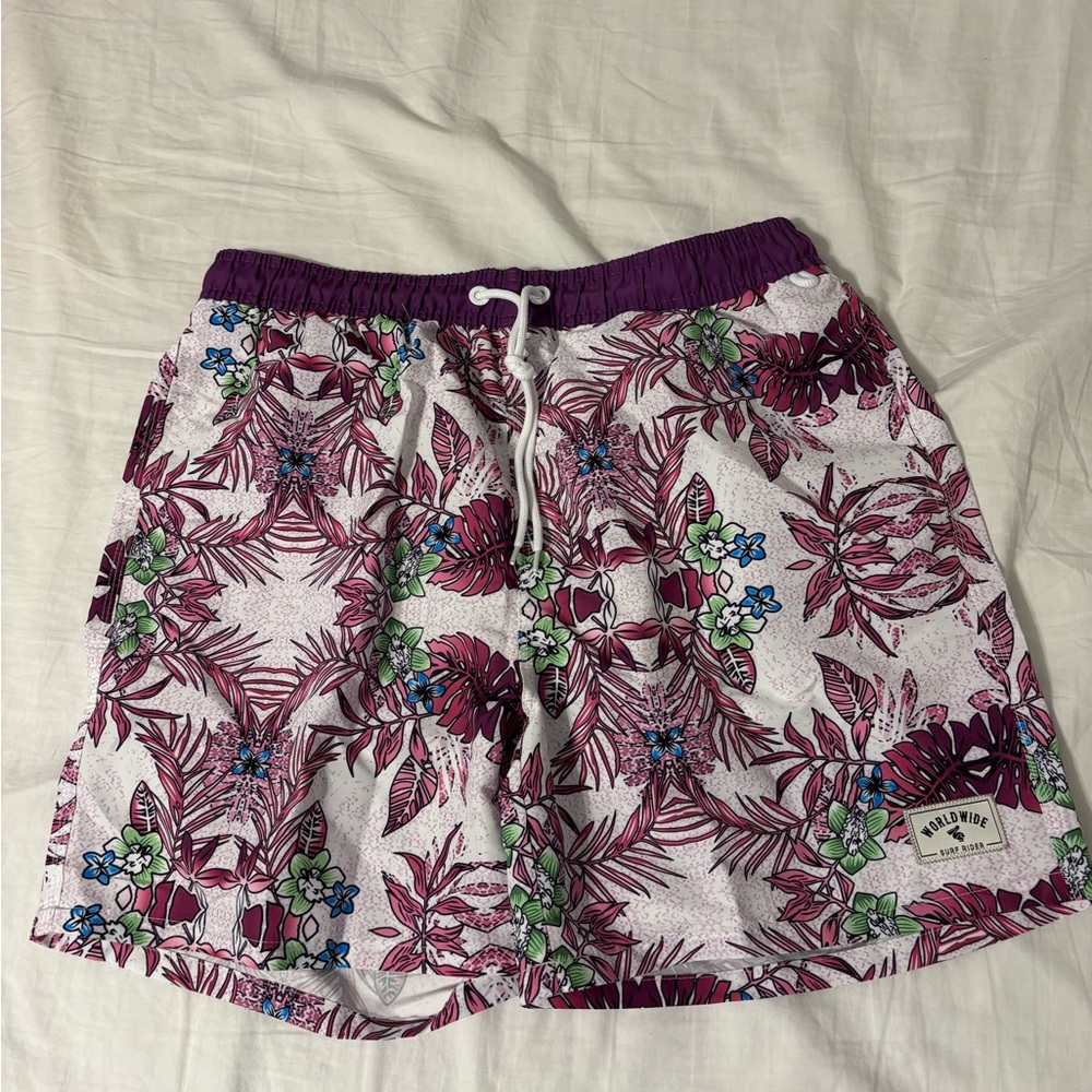 Men’s floral trunks with netting.